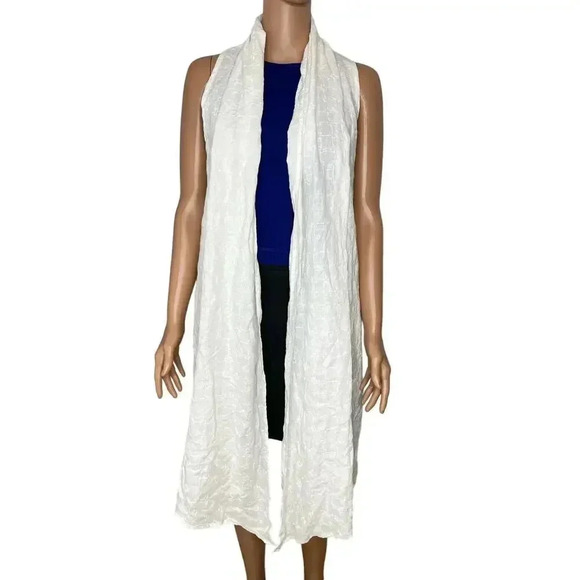 Johnny Was Los Angeles White Linen Textured Open Kimono size M NWOT - Picture 1 of 7